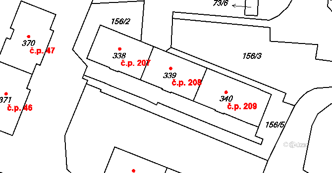 Hostouň 208 na parcele st. 339 v KÚ Hostouň u Horšovského Týna, Katastrální mapa