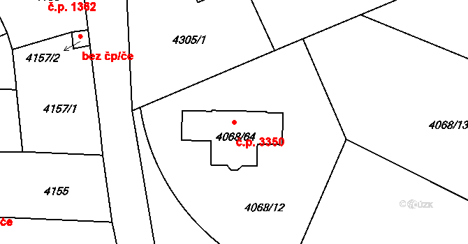 Česká Lípa 3350 na parcele st. 4068/64 v KÚ Česká Lípa, Katastrální mapa