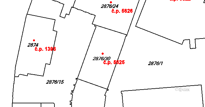 Jihlava 5625 na parcele st. 2876/30 v KÚ Jihlava, Katastrální mapa