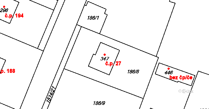Rejhotice 27, Loučná nad Desnou na parcele st. 347 v KÚ Rejhotice, Katastrální mapa