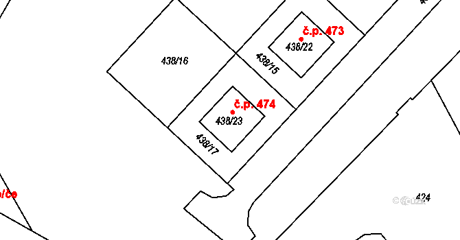 Vimperk II 474, Vimperk na parcele st. 438/23 v KÚ Vimperk, Katastrální mapa