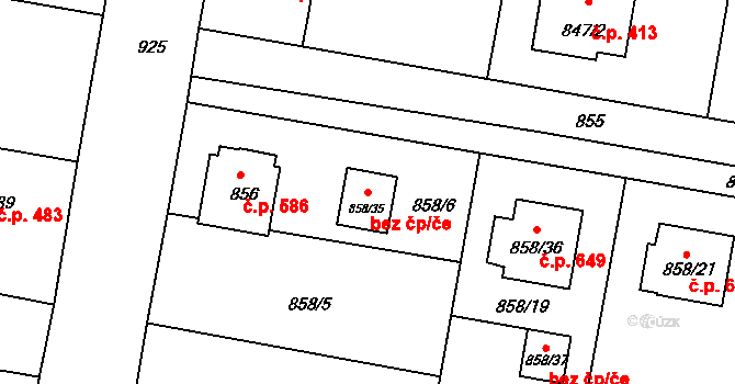 Paskov 84334924 na parcele st. 858/35 v KÚ Paskov, Katastrální mapa