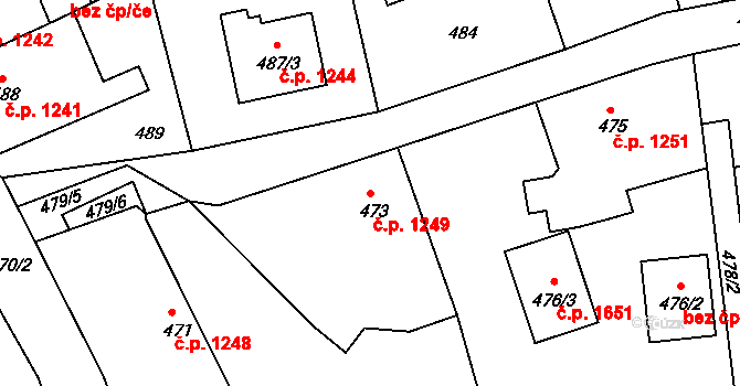 Příbor 1249 na parcele st. 473 v KÚ Klokočov u Příbora, Katastrální mapa