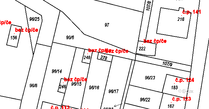 Svéradice 106061925 na parcele st. 278 v KÚ Svéradice, Katastrální mapa