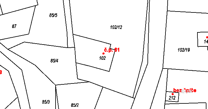 Lipník nad Bečvou V-Podhoří 81, Lipník nad Bečvou na parcele st. 102 v KÚ Podhoří na Moravě, Katastrální mapa
