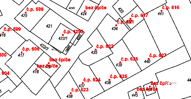 Mistřín 622, Svatobořice-Mistřín na parcele st. 435 v KÚ Mistřín, Katastrální mapa