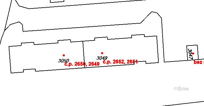 Kročehlavy 2651,2652, Kladno na parcele st. 3049 v KÚ Kročehlavy, Katastrální mapa