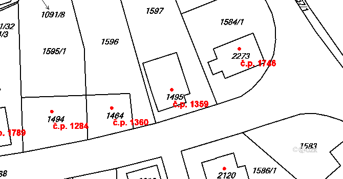 Brandýs nad Labem 1359, Brandýs nad Labem-Stará Boleslav na parcele st. 1495 v KÚ Brandýs nad Labem, Katastrální mapa