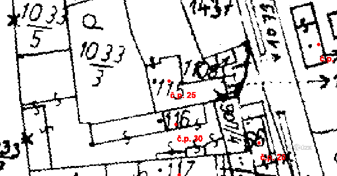 Zichovec 25 na parcele st. 115 v KÚ Zichovec, Katastrální mapa