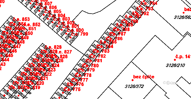 Pelhřimov 784 na parcele st. 3126/173 v KÚ Pelhřimov, Katastrální mapa