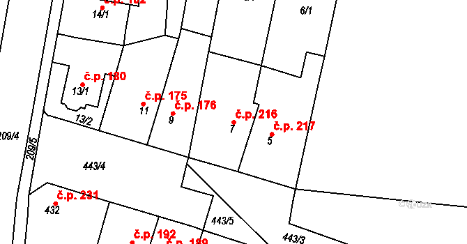 Řetenice 216, Teplice na parcele st. 7 v KÚ Teplice-Řetenice, Katastrální mapa