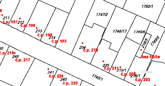 Staňkov I 212, Staňkov na parcele st. 234 v KÚ Staňkov-město, Katastrální mapa