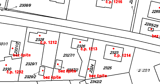 Turnov 1213 na parcele st. 2326 v KÚ Turnov, Katastrální mapa