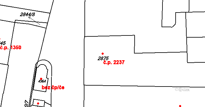 Smíchov 2237, Praha na parcele st. 2875 v KÚ Smíchov, Katastrální mapa