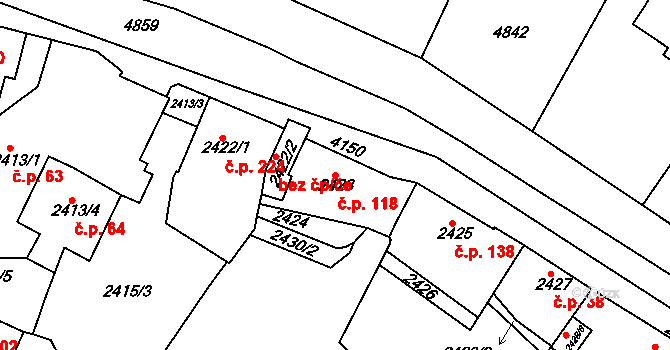 Dejvice 118, Praha na parcele st. 2423 v KÚ Dejvice, Katastrální mapa