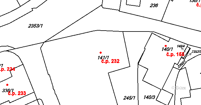 Ústí nad Orlicí 232 na parcele st. 141/1 v KÚ Ústí nad Orlicí, Katastrální mapa