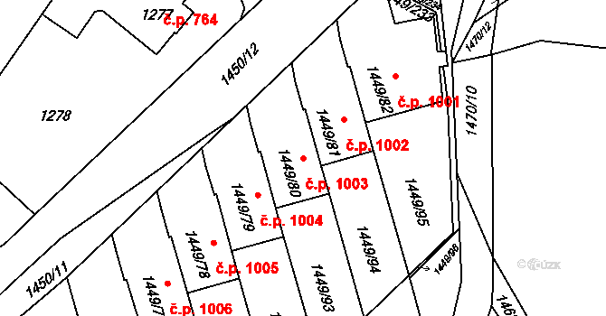 Pečky 1003 na parcele st. 1449/80 v KÚ Pečky, Katastrální mapa