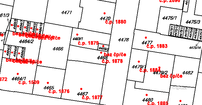 České Budějovice 3 1878, České Budějovice na parcele st. 4468 v KÚ České Budějovice 3, Katastrální mapa