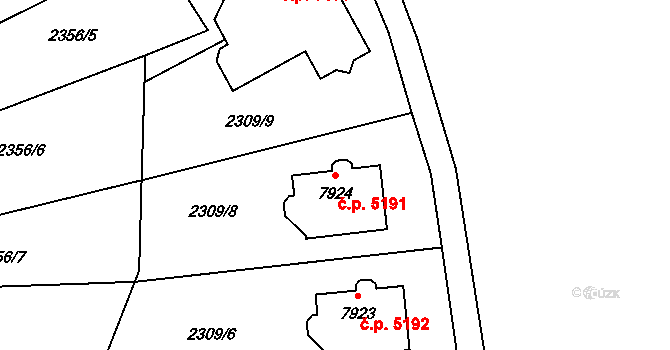 Zlín 5191 na parcele st. 7924 v KÚ Zlín, Katastrální mapa