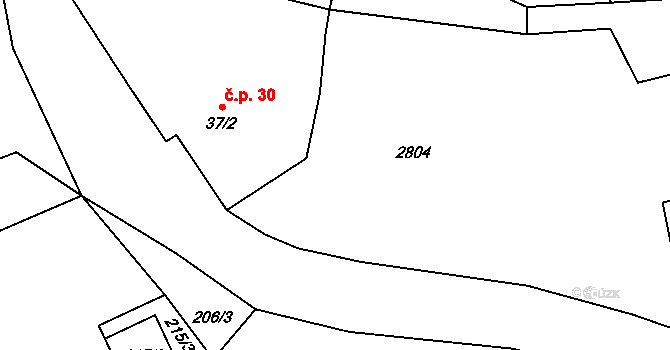 Vlčice 30 na parcele st. 37/2 v KÚ Vlčice u Trutnova, Katastrální mapa