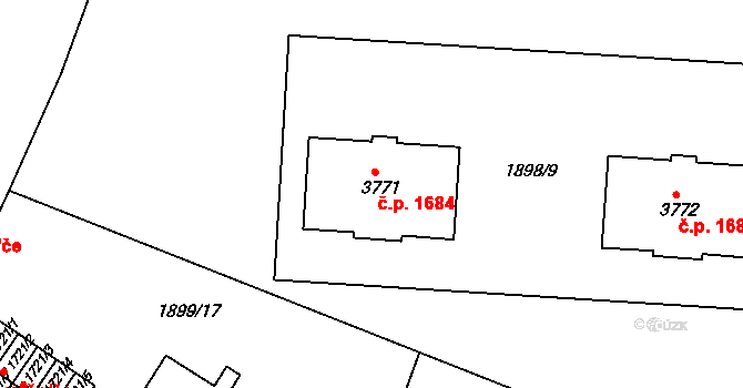 Humpolec 1684 na parcele st. 3771 v KÚ Humpolec, Katastrální mapa