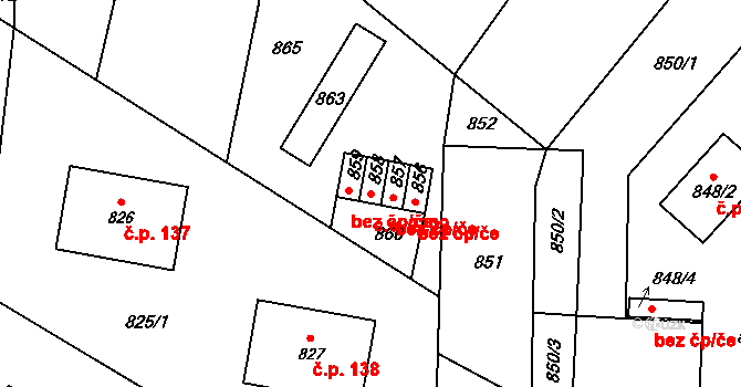 Konice 2209, Znojmo na parcele st. 858 v KÚ Konice u Znojma, Katastrální mapa