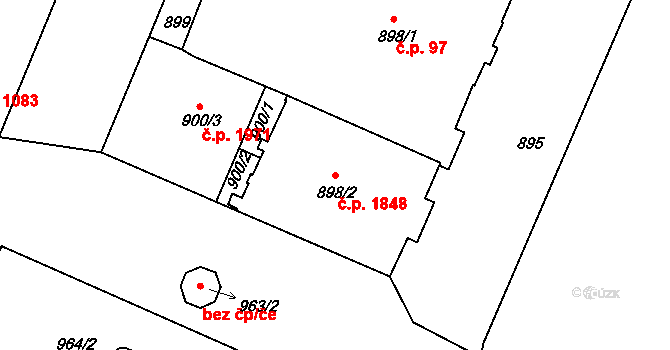 Děčín IV-Podmokly 1848, Děčín na parcele st. 898/2 v KÚ Podmokly, Katastrální mapa
