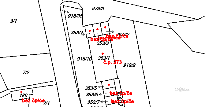 Sepekov 273 na parcele st. 353/1 v KÚ Sepekov, Katastrální mapa