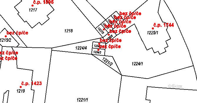 Teplice 39138925 na parcele st. 1224/3 v KÚ Teplice, Katastrální mapa
