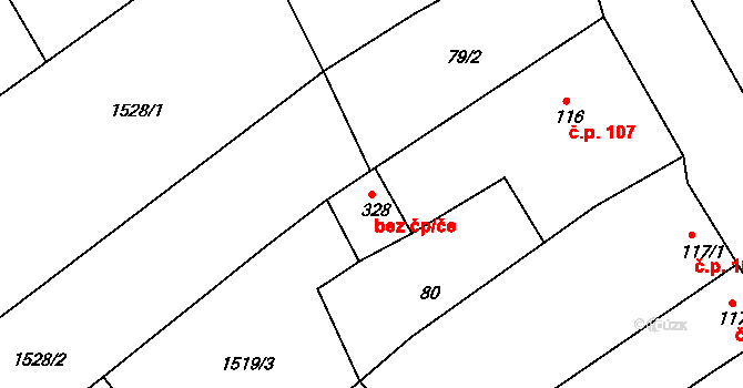 Křižanov 40700925 na parcele st. 328 v KÚ Křižanov, Katastrální mapa