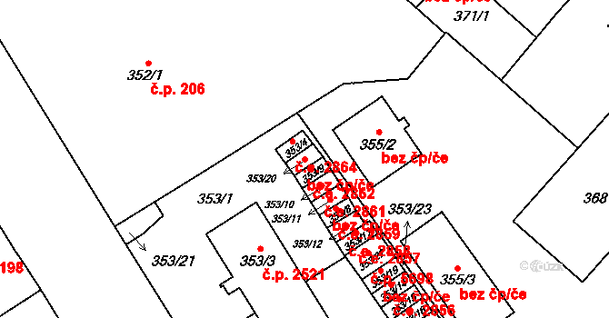 Jihlava 43338925 na parcele st. 353/20 v KÚ Jihlava, Katastrální mapa
