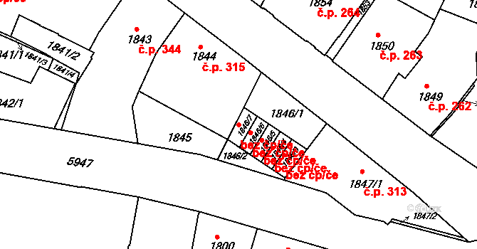 Liberec 49275925 na parcele st. 1846/7 v KÚ Liberec, Katastrální mapa