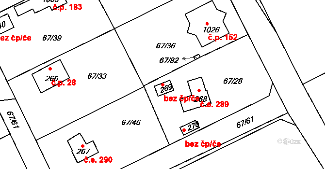 Štěchovice 49935925 na parcele st. 269 v KÚ Masečín, Katastrální mapa