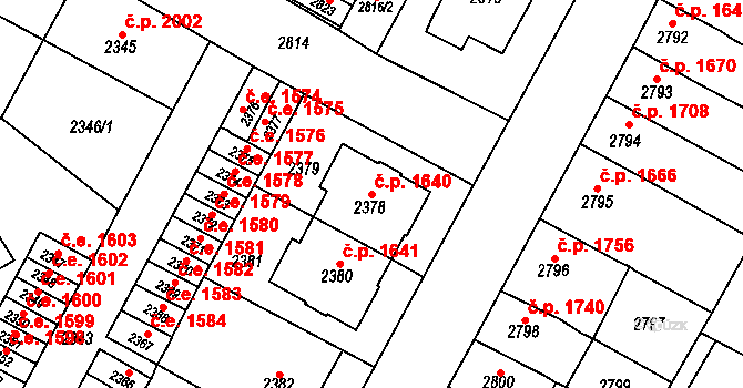 Most 1640 na parcele st. 2378 v KÚ Most II, Katastrální mapa