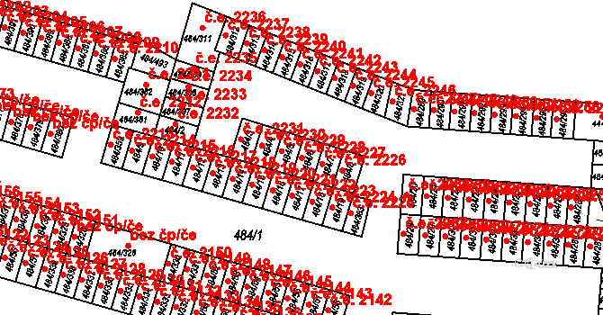 Podlesí 2228, Havířov na parcele st. 484/6 v KÚ Bludovice, Katastrální mapa
