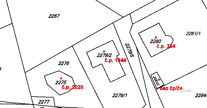 Černošice 1344 na parcele st. 2278/2 v KÚ Černošice, Katastrální mapa