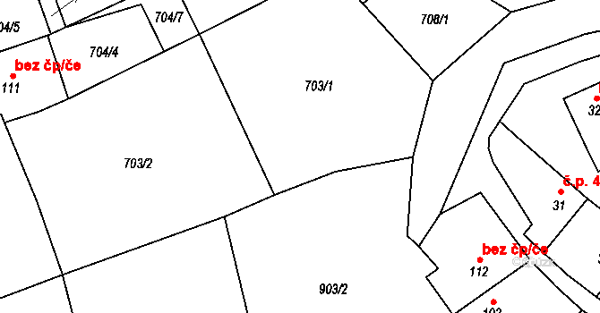 Šebířov 40 na parcele st. 31 v KÚ Šebířov, Katastrální mapa