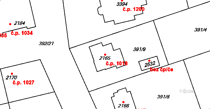 Sušice II 1018, Sušice na parcele st. 2165 v KÚ Sušice nad Otavou, Katastrální mapa