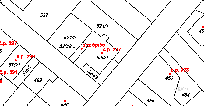 Jakubské Předměstí 277, Jaroměř na parcele st. 520/1 v KÚ Jaroměř, Katastrální mapa
