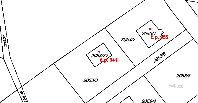 Paskov 941 na parcele st. 2053/27 v KÚ Paskov, Katastrální mapa