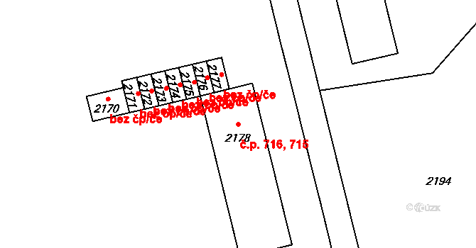 Mohelnice 715,716 na parcele st. 2178 v KÚ Mohelnice, Katastrální mapa