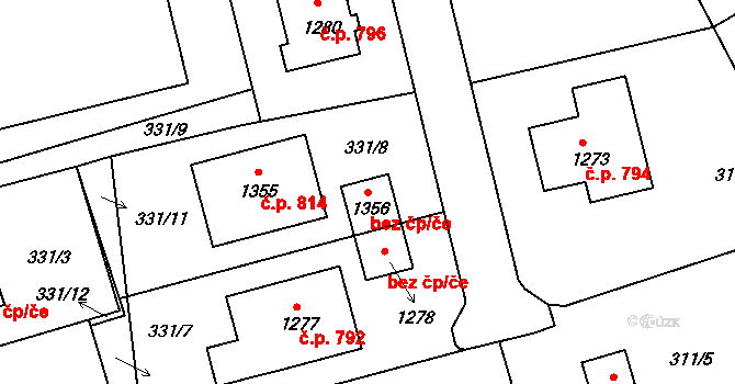 Žirovnice 86854925 na parcele st. 1356 v KÚ Žirovnice, Katastrální mapa