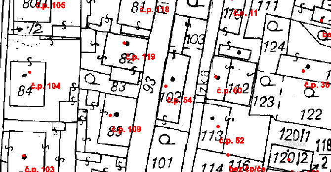 Dolní Sekyřany 54, Heřmanova Huť na parcele st. 102 v KÚ Dolní Sekyřany, Katastrální mapa