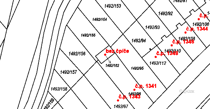 Brumov-Bylnice 89950925 na parcele st. 1492/182 v KÚ Bylnice, Katastrální mapa