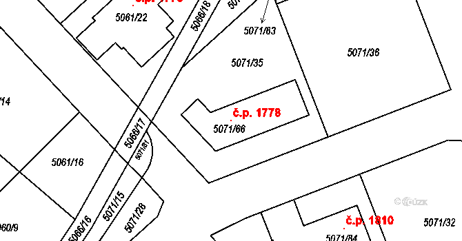 Rychnov nad Kněžnou 1778 na parcele st. 5071/66 v KÚ Rychnov nad Kněžnou, Katastrální mapa