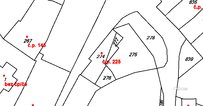 Perná 225 na parcele st. 274 v KÚ Perná, Katastrální mapa