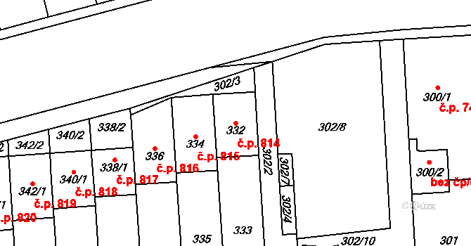 Pohořelice 814 na parcele st. 332 v KÚ Pohořelice nad Jihlavou, Katastrální mapa