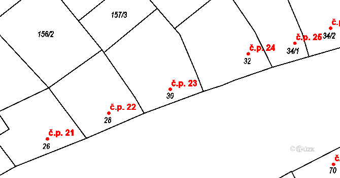 Chvalnov 23, Chvalnov-Lísky na parcele st. 30 v KÚ Chvalnov, Katastrální mapa