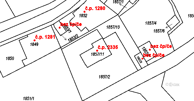 Turnov 2335 na parcele st. 1857/11 v KÚ Turnov, Katastrální mapa