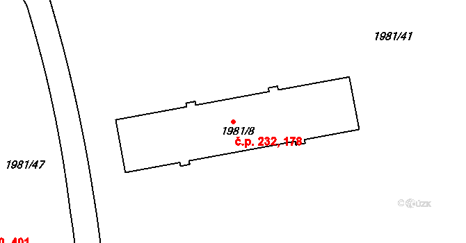 Přerov I-Město 178,232, Přerov na parcele st. 1981/8 v KÚ Přerov, Katastrální mapa